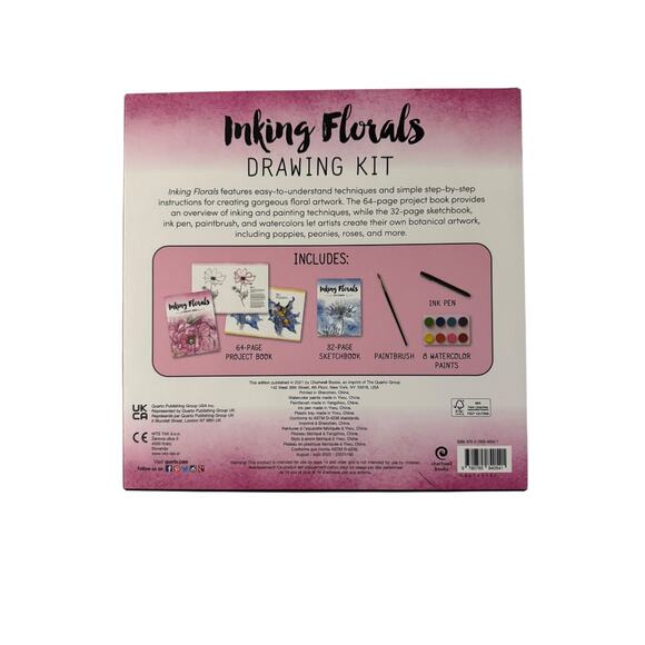 Inking Florals Drawing Kit Create Dynamic Florals in Ink/Watercolor New Sealed - Picture 3 of 3
